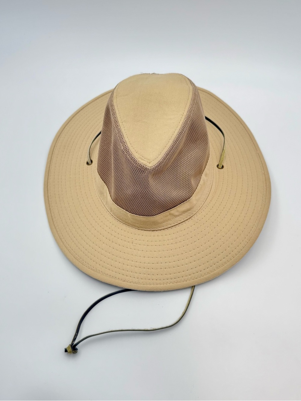 JHATS Beige Solid Wide Brim Boonie Hat Men’s One Size w/ Chin Strap